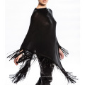 15PKCSP1A knit silk cashmere fringe poncho